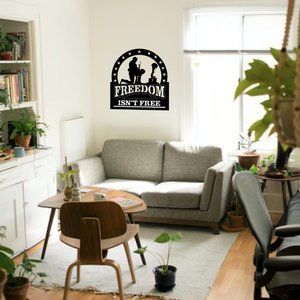 Freedom Isn't Free, Metal, Military Wall Art, BLK, 16" x 16"